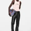 Crinkled printed tanktop