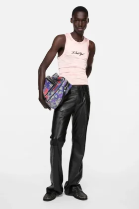 Crinkled printed tanktop