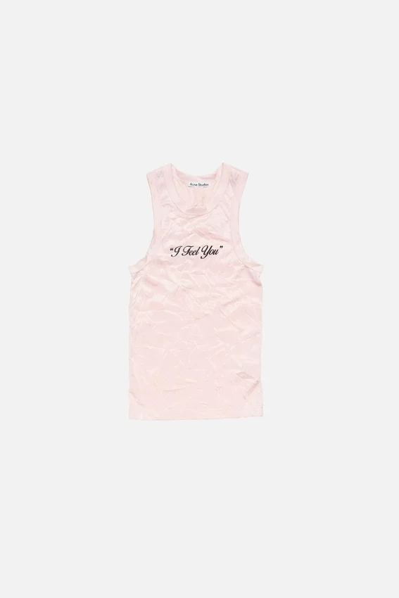 Crinkled printed tanktop
