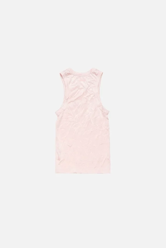 Crinkled printed tanktop