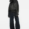 Cropped leather trench coat