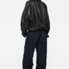 Cropped leather trench coat