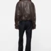 Cropped leather trench coat