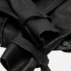 Cropped leather trench coat