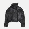 Cropped leather trench coat