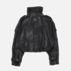 Cropped leather trench coat