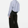 Cropped pinstripe button-up