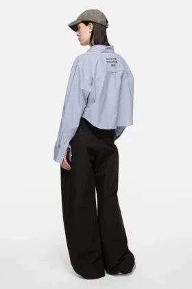 Cropped pinstripe button-up
