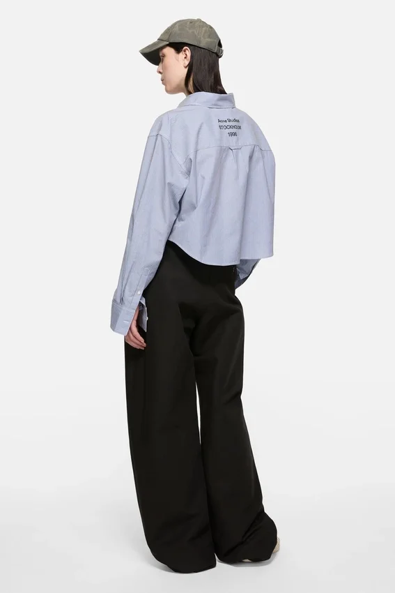 Cropped pinstripe button-up