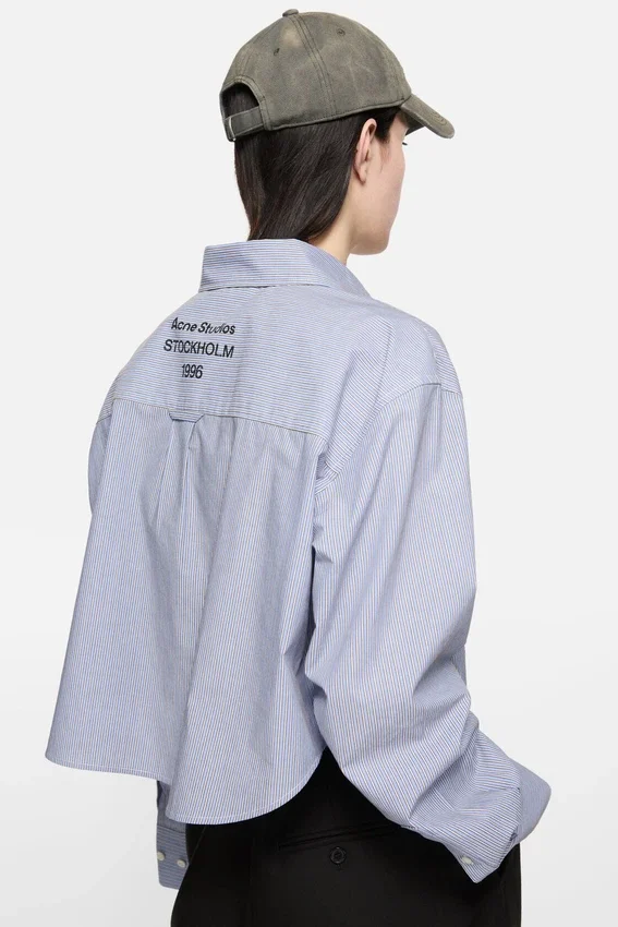 Cropped pinstripe button-up