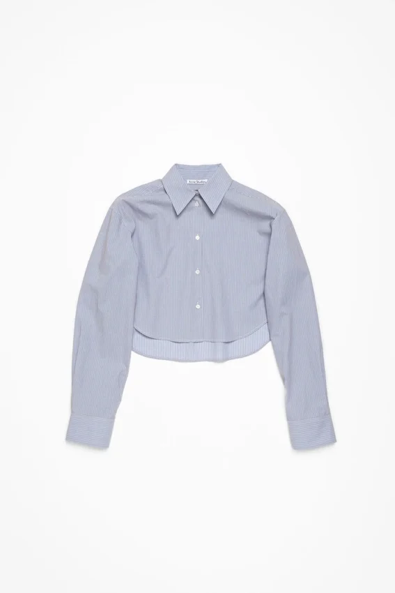 Cropped pinstripe button-up