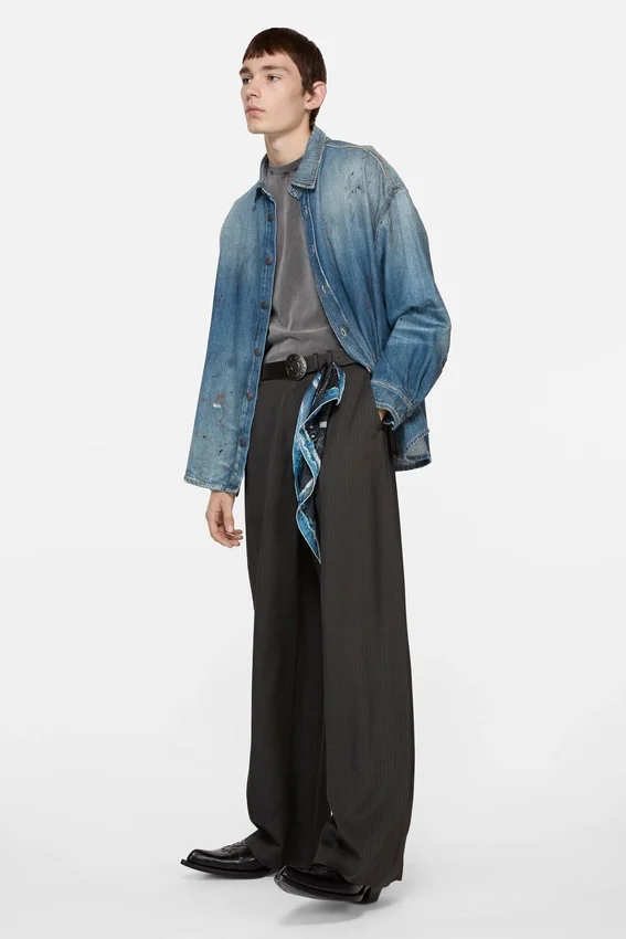 Denim button-up shirt