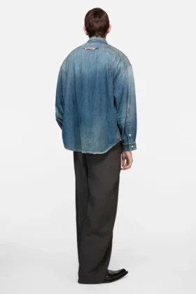 Denim button-up shirt