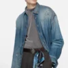 Denim button-up shirt
