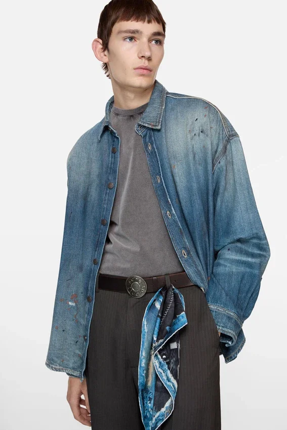 Denim button-up shirt
