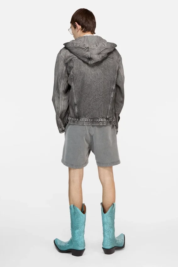 Denim jacket with hood