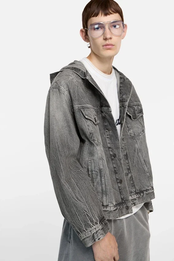 Denim jacket with hood