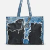 denim print tote