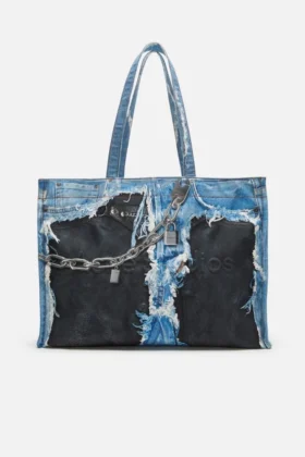 denim print tote