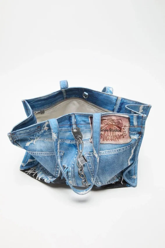 denim print tote