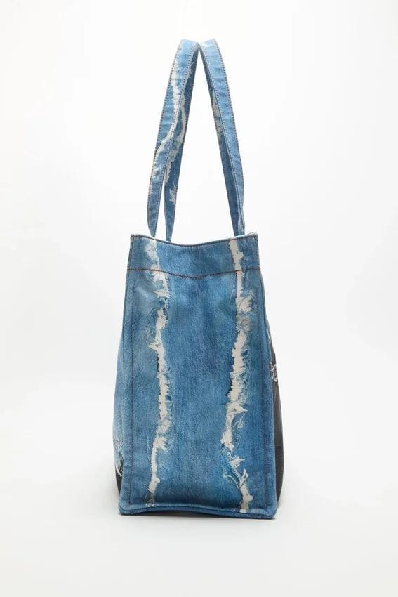 denim print tote
