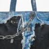 denim print tote