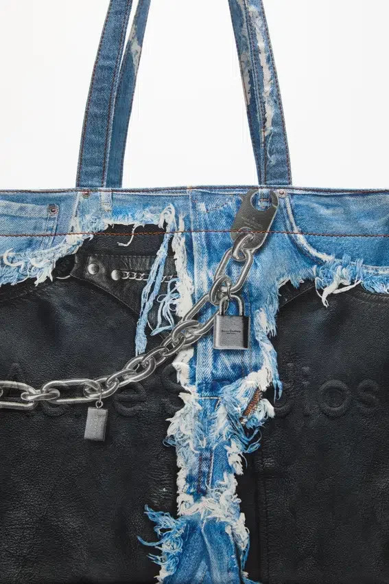 denim print tote