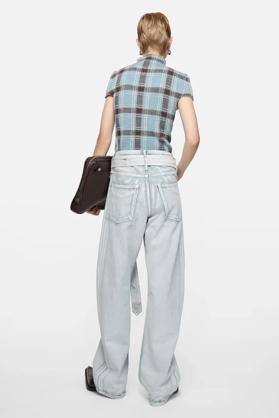 Denim trousers with belt