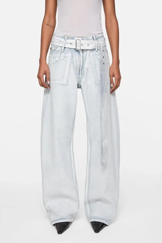 Denim trousers with belt