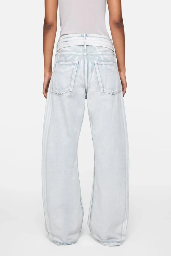 Denim trousers with belt
