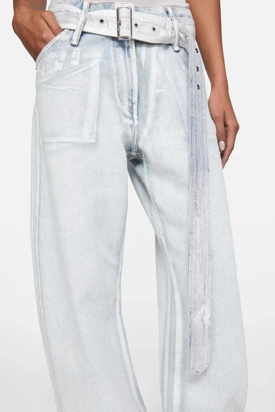 Denim trousers with belt