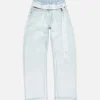 Denim trousers with belt