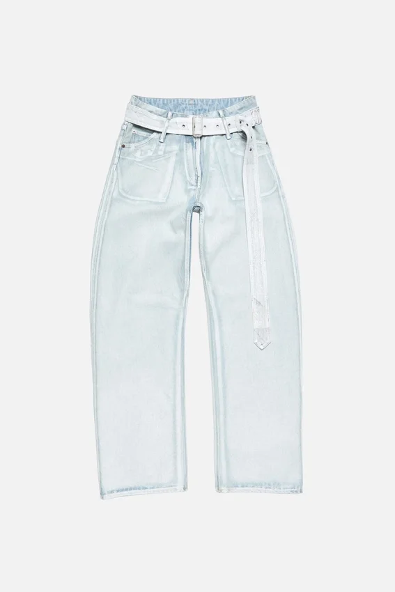 Denim trousers with belt