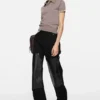 Denim trousers with leather patches