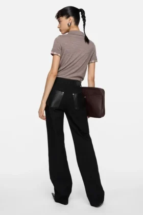 Denim trousers with leather patches