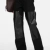 Denim trousers with leather patches