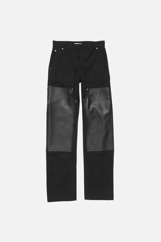 Denim trousers with leather patches