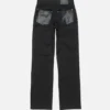 Denim trousers with leather patches