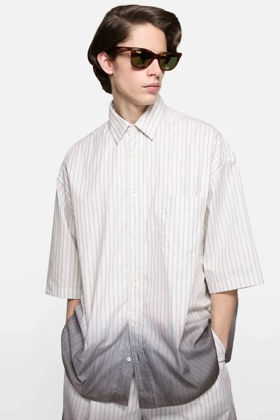 Dip-dyed button-up shirt