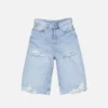 Distressed denim shorts