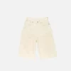 Distressed denim shorts