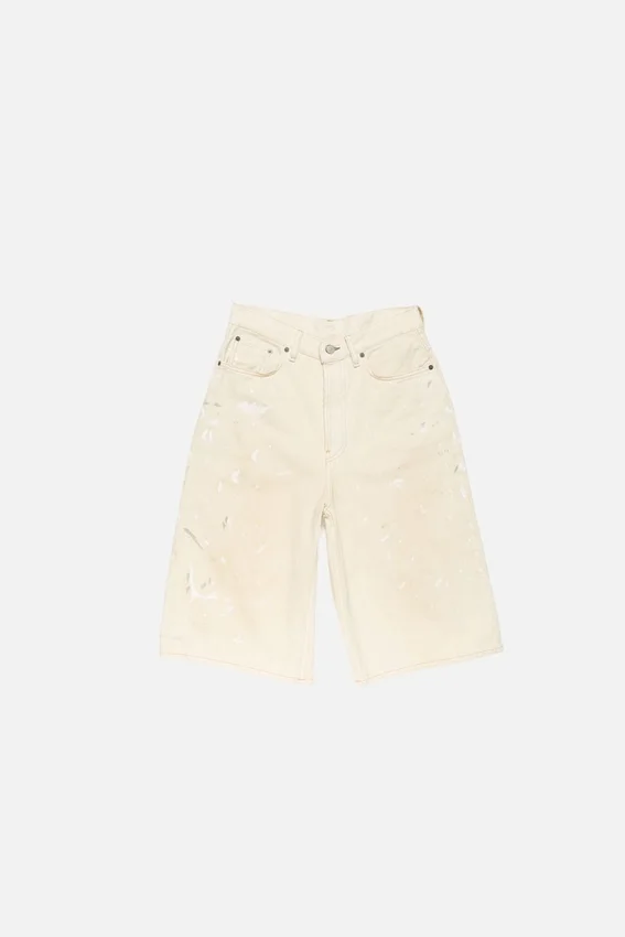 Distressed denim shorts