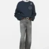 Distressed fleece sweatshirt