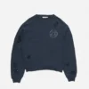 Distressed fleece sweatshirt