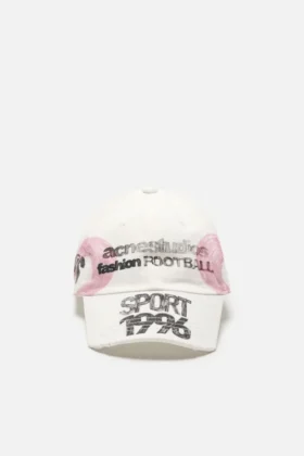 Distressed logo cap