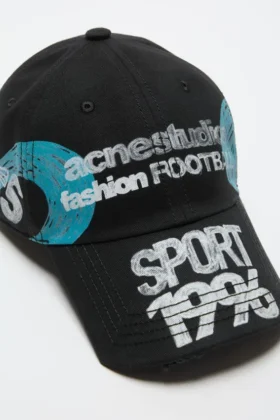 Distressed logo cap