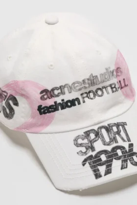 Distressed logo cap
