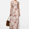 Draped floral print dress