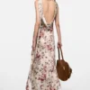 Draped floral print dress