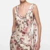 Draped floral print dress